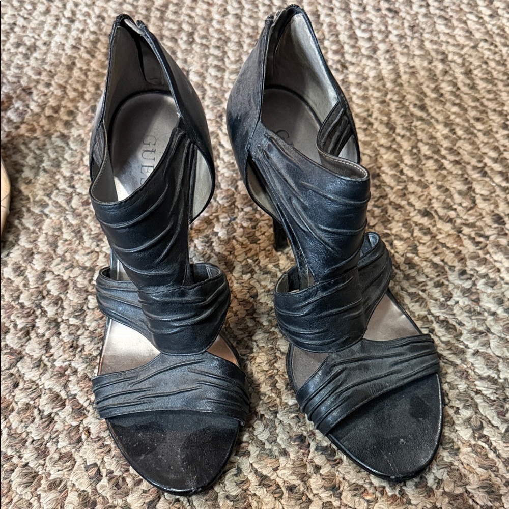 Guess Black Strappy Heels